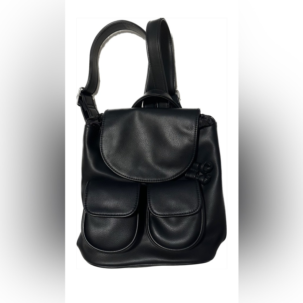 Mini Backpack Vegan Leather Black EUC